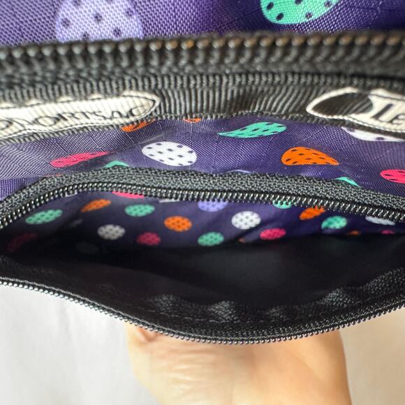 NEW LeSportsac 3-Zip Crossbody Purple Multicolor Bag - Picture 5 of 6